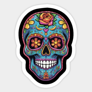 Beautiful graphic illustration with art skull. Art skeleton Sticker